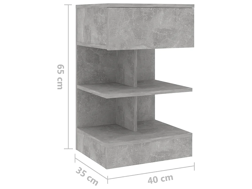 Nachtkastje 40x35x65 cm bewerkt hout betongrijs