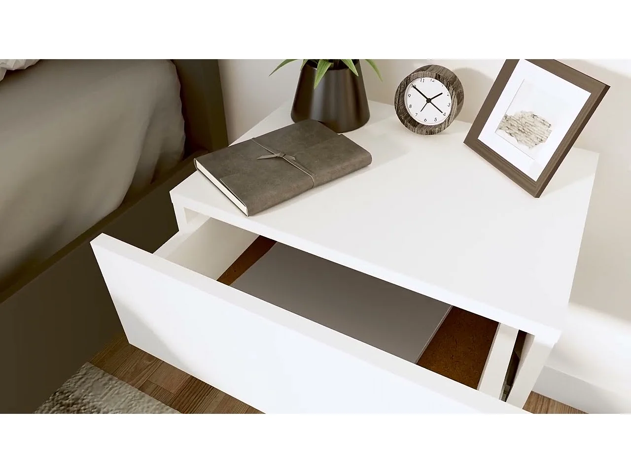 Table de chevet flottante Blanc 40x30x15 cm Bois d'ingénierie