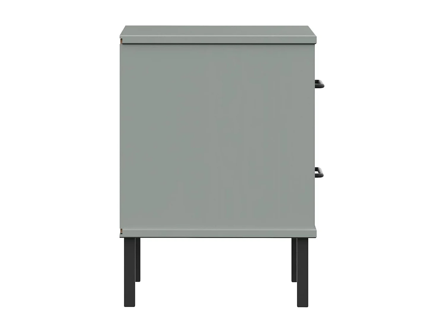 Nachtkastje met metalen poten OSLO massief grenenhout grijs