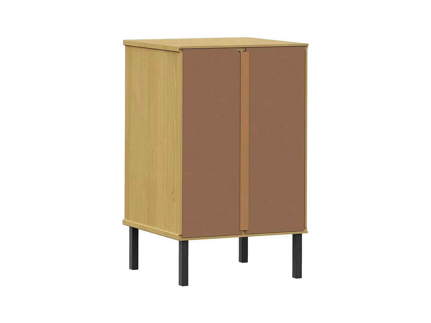 Table de chevet avec pieds en métal Marron Bois pin massif OSLO