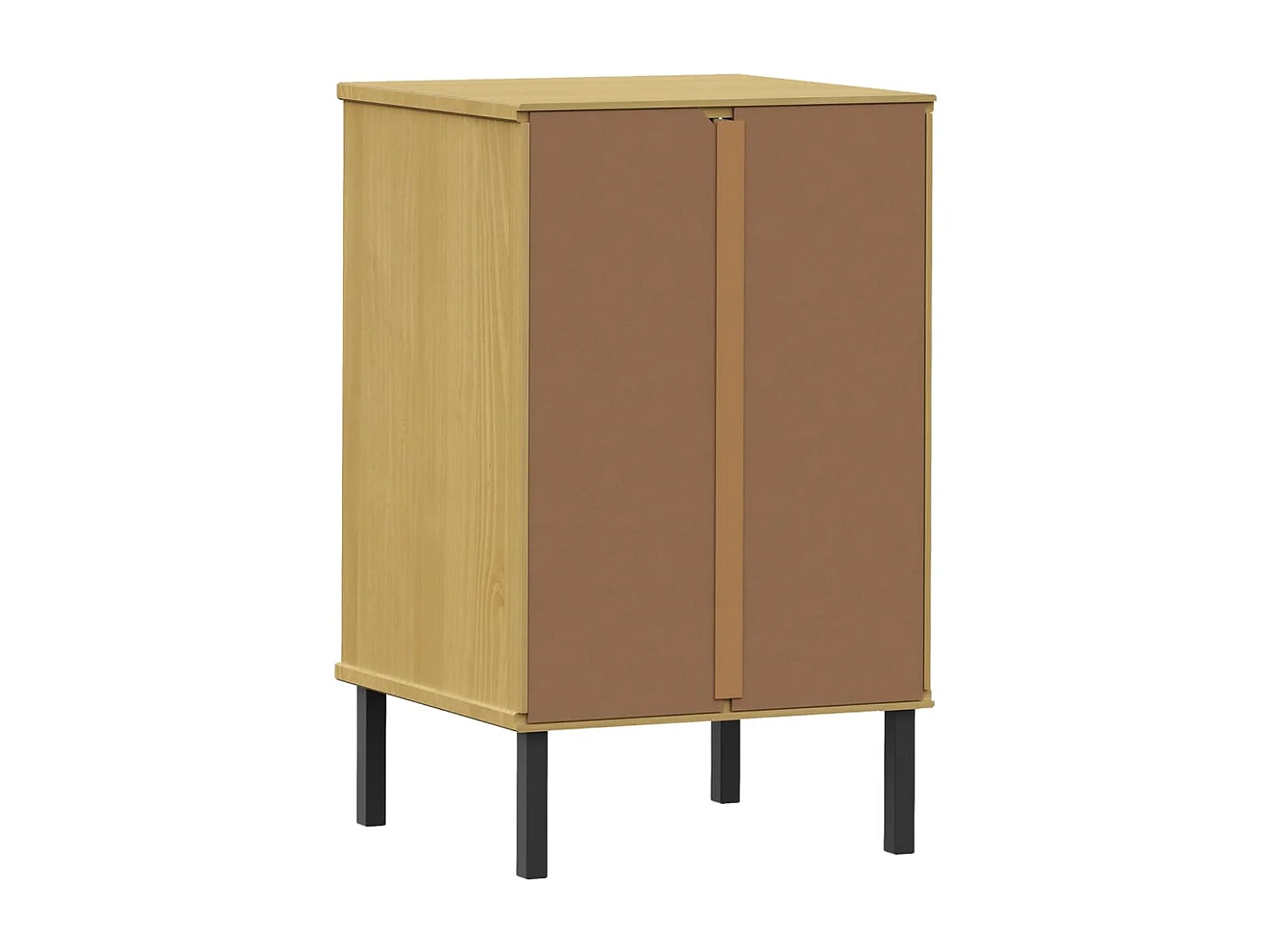 Mesa cabeceira c/ pernas de metal OSLO pinho maciço castanho