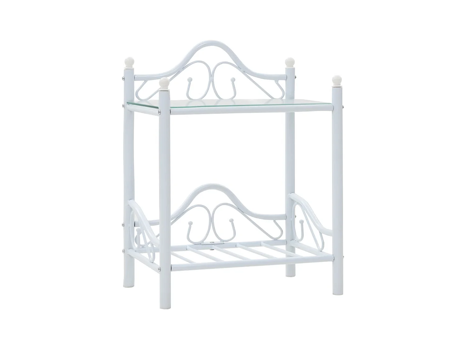 Table de chevet Acier et verre trempé 45 x 30,5 x 60 cm Blanc