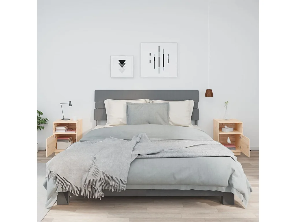 Comodini 2 pz 40x34x55 cm in Legno Massello di Pino
