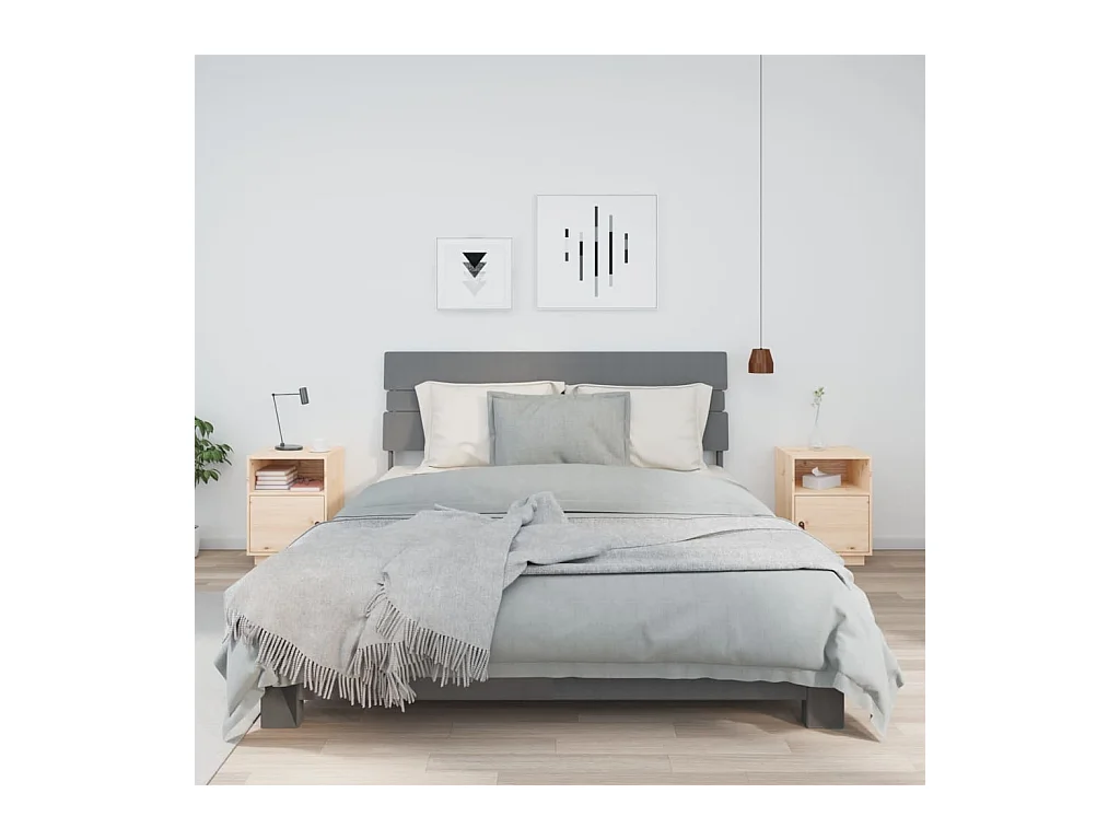 Comodini 2 pz 40x34x55 cm in Legno Massello di Pino