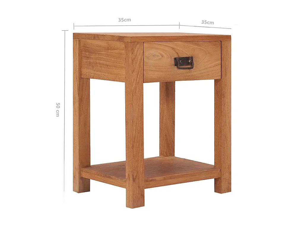 Table de chevet 35x35x50 cm bois de teck massif