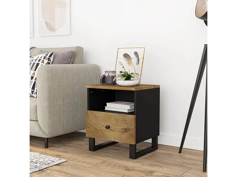 Nachttisch Massivholz Mango & Holzwerkstoff