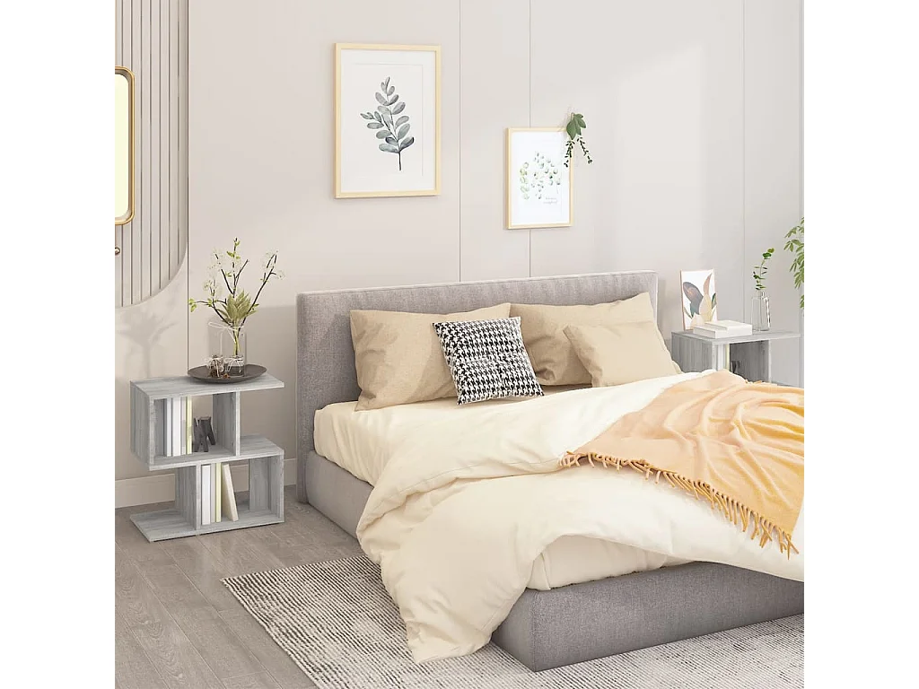 Nachtkastjes 2 st 50x30x51,5 cm bewerkt hout grijs sonoma eiken