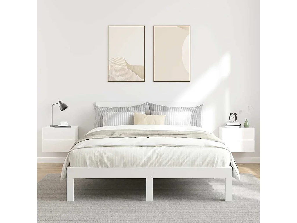 Comodini 2 pz Bianco Lucido 40x30x30 cm in Legno Multistrato