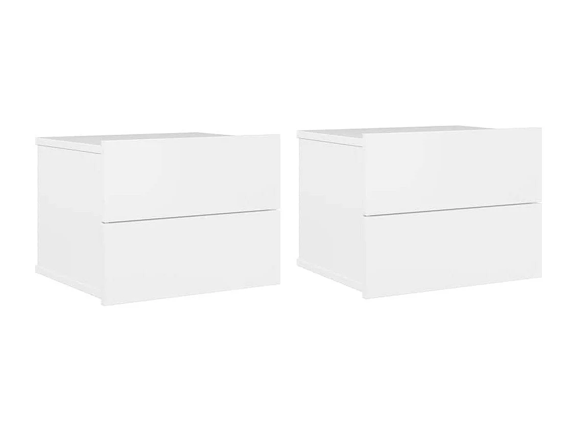 Comodini 2 pz Bianco Lucido 40x30x30 cm in Legno Multistrato