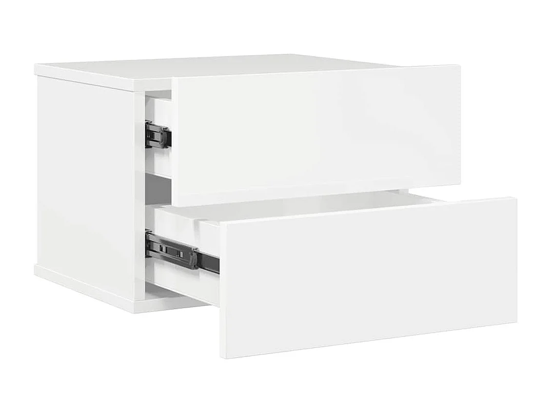 Comodini 2 pz Bianco Lucido 40x30x30 cm in Legno Multistrato