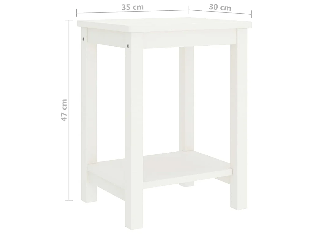 Table de chevet blanc 35x30x47 cm bois de pin massif