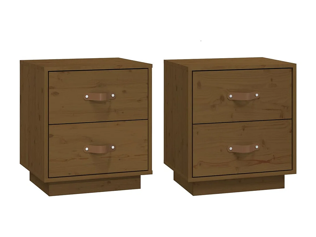   Tables de chevet 2 pcs Marron miel 40x34x45 cm Bois pin massif