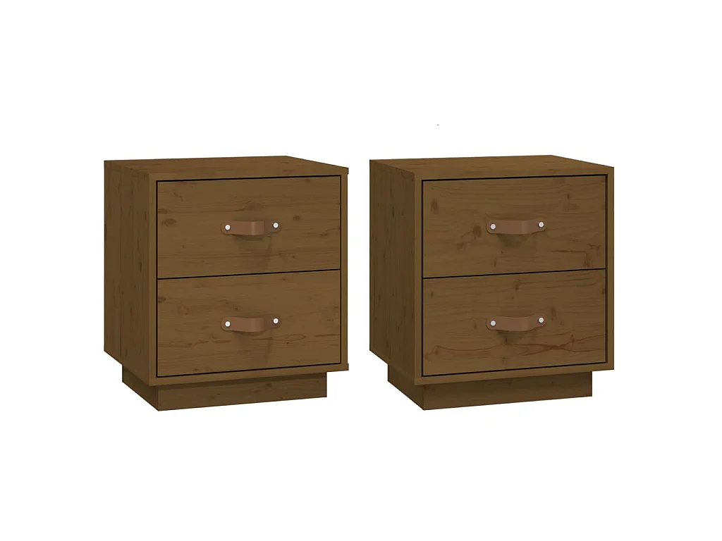   Tables de chevet 2 pcs Marron miel 40x34x45 cm Bois pin massif