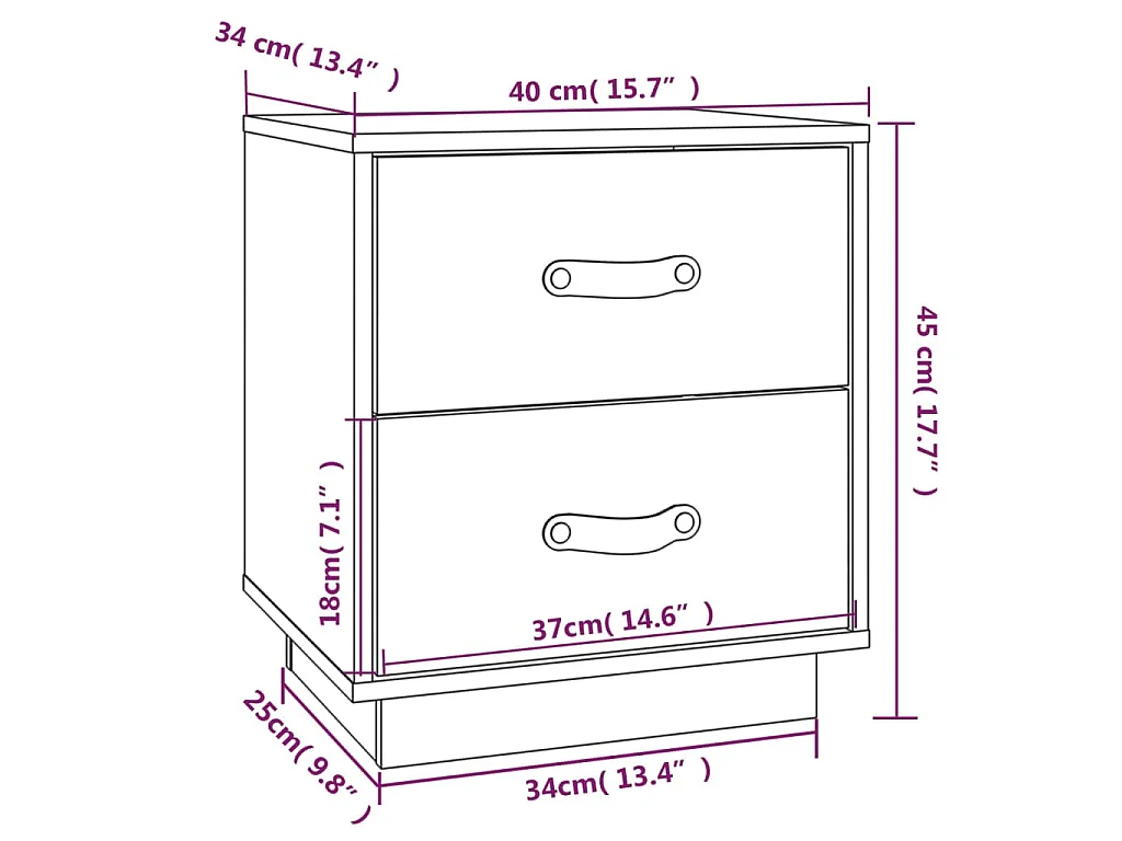   Tables de chevet 2 pcs Marron miel 40x34x45 cm Bois pin massif