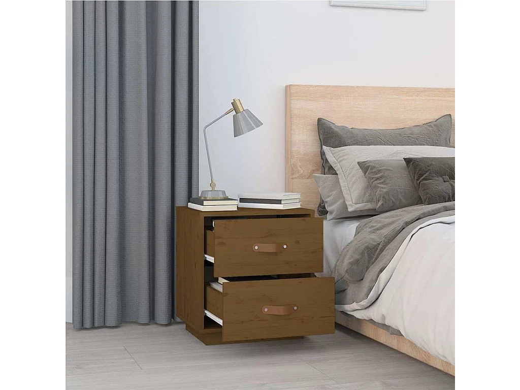 Tables de chevet 2 pcs Marron miel 40x34x45 cm Bois pin massif