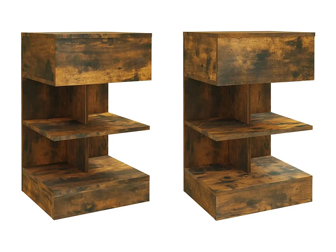 Nachttische 2 Stk. Räuchereiche 40x35x65 cm Holzwerkstoff