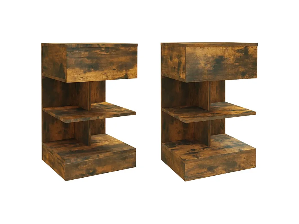Tables de chevet 2 pcs chêne fumé 40x35x65 cm bois d’ingénierie