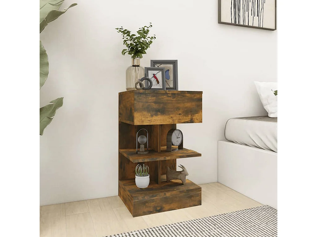 Tables de chevet 2 pcs chêne fumé 40x35x65 cm bois d’ingénierie