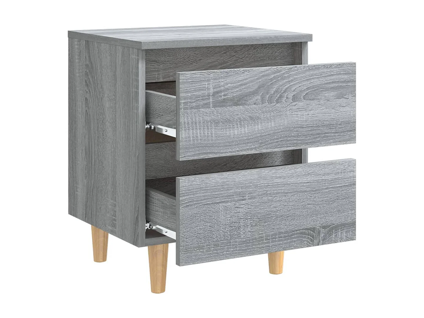 Nachtkastjes 2 st met houten poten 40x35x50 cm grijs sonoma