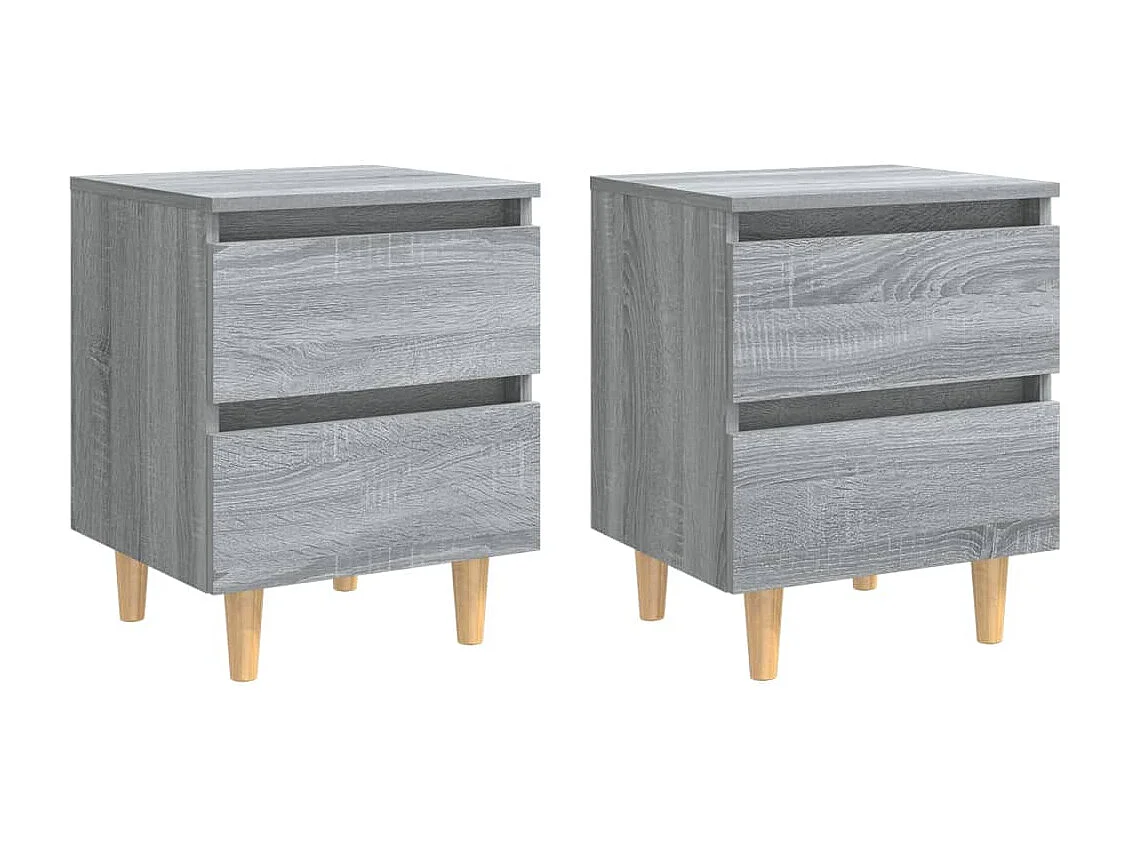 Tables de chevet pieds en bois 2 pcs Sonoma gris 40x35x50 cm