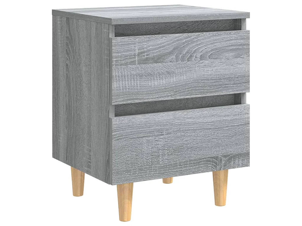 Tables de chevet pieds en bois 2 pcs Sonoma gris 40x35x50 cm