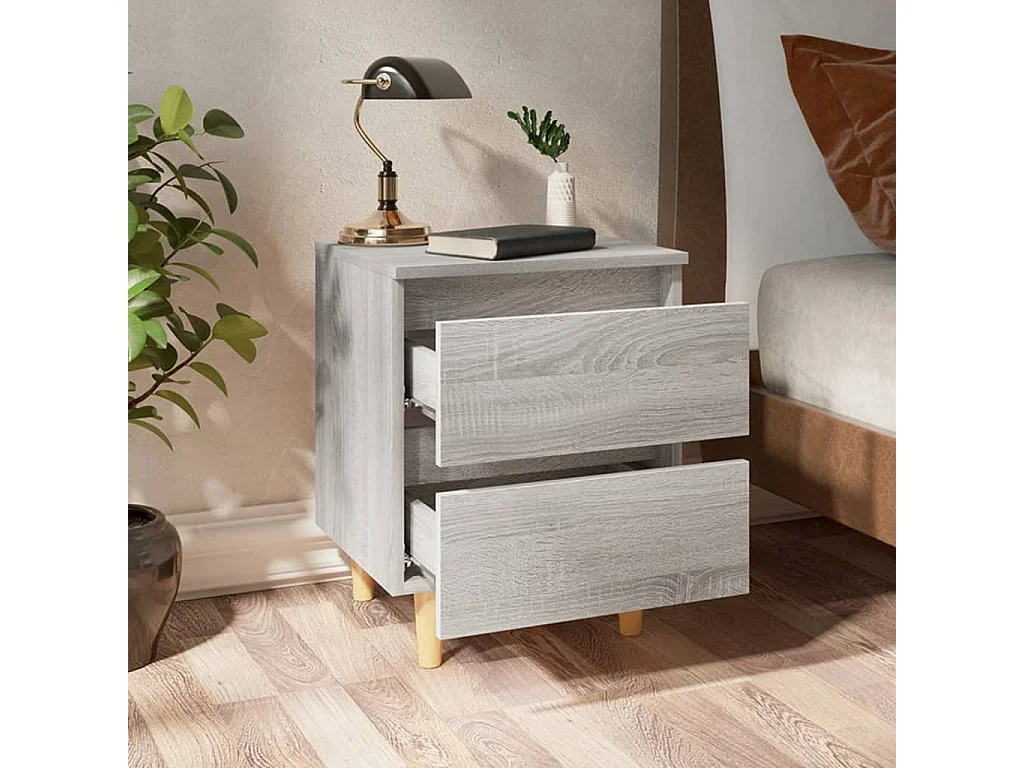 Tables de chevet pieds en bois 2 pcs Sonoma gris 40x35x50 cm