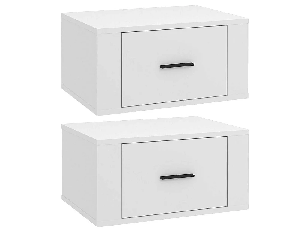 Mesas de cabeceira de parede 2 pcs 50x36x25 cm branco