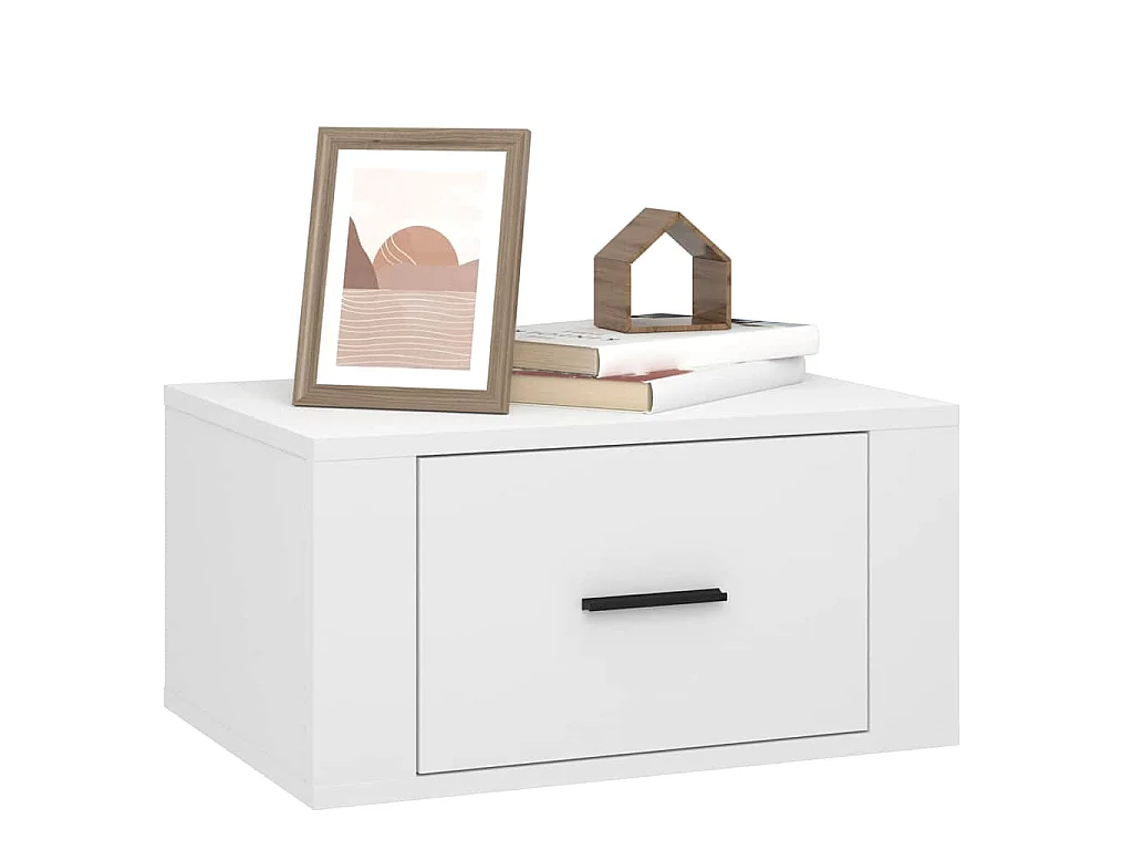 Mesas de cabeceira de parede 2 pcs 50x36x25 cm branco