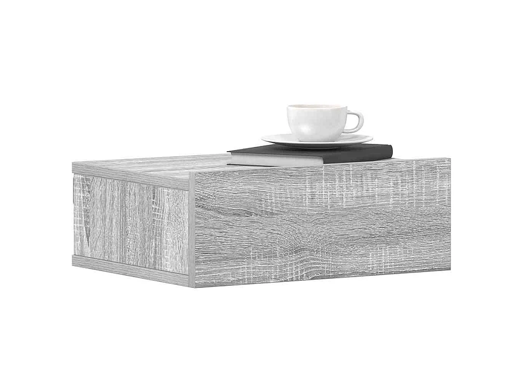 Nachtkastje zwevend 40x30x15 cm bewerkt hout grijs sonoma eiken