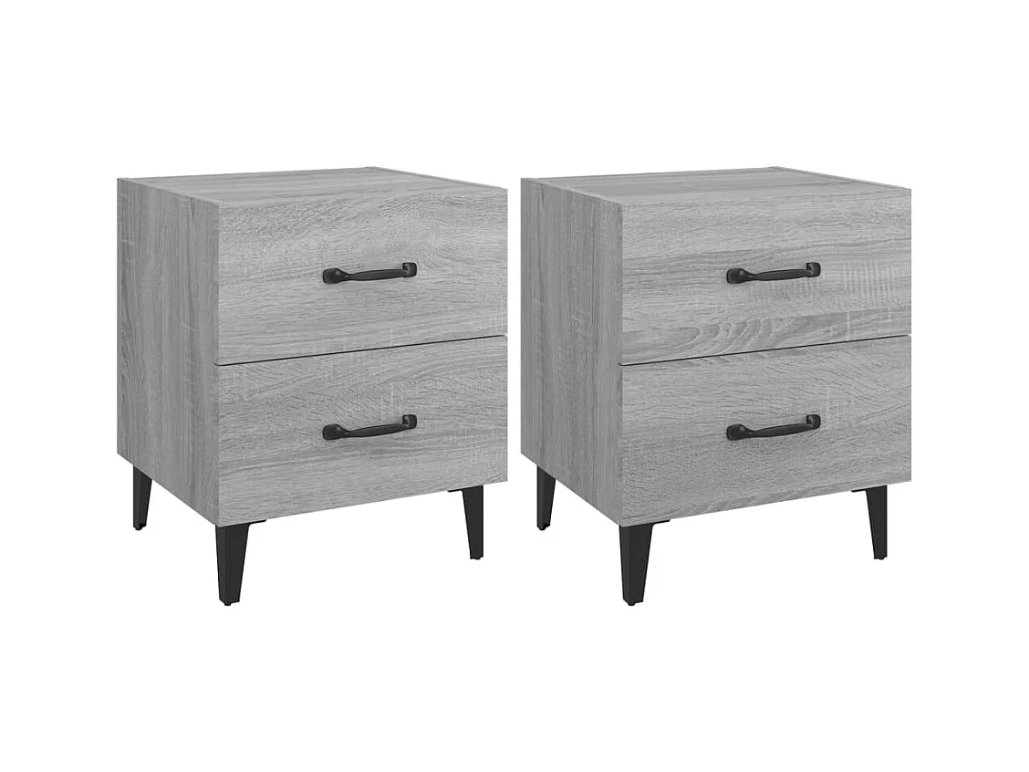Nachttische 2 Stk. Grau Sonoma 40x35x47,5 cm