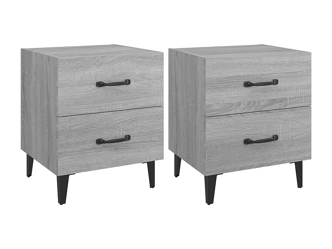Nachtkastjes 2 st 40x35x47,5 cm grijs sonoma eikenkleurig