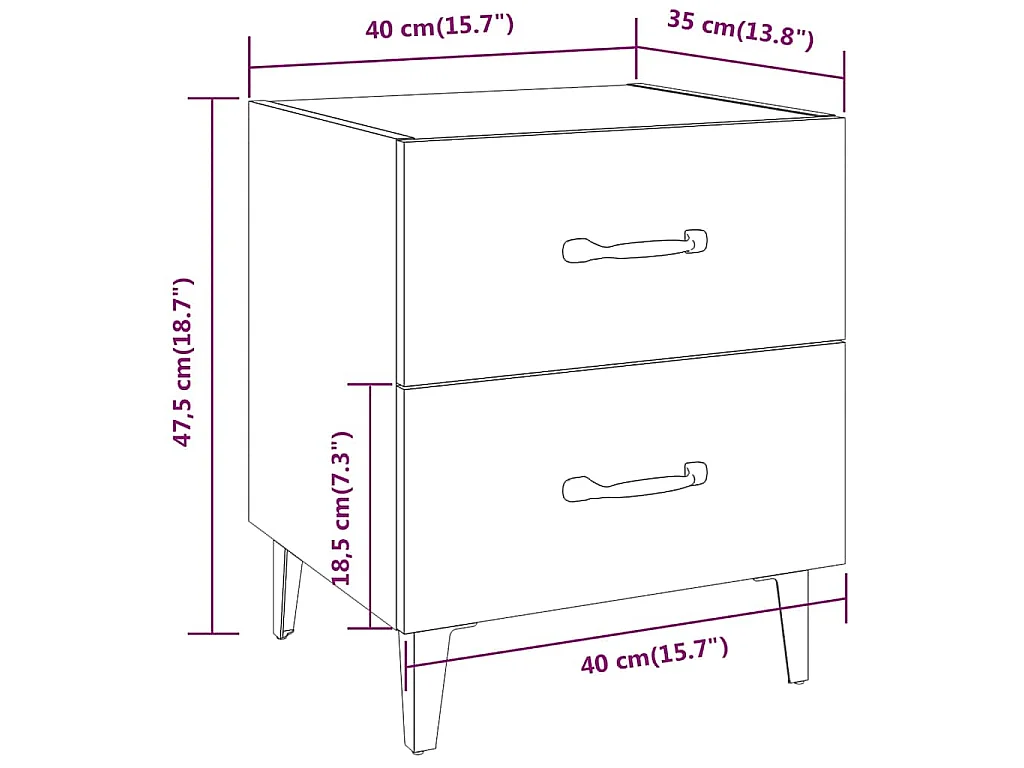 Comodini 2 pz Grigio Sonoma 40x35x47,5 cm