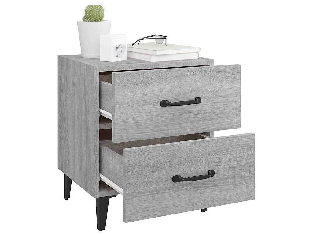 Comodini 2 pz Grigio Sonoma 40x35x47,5 cm