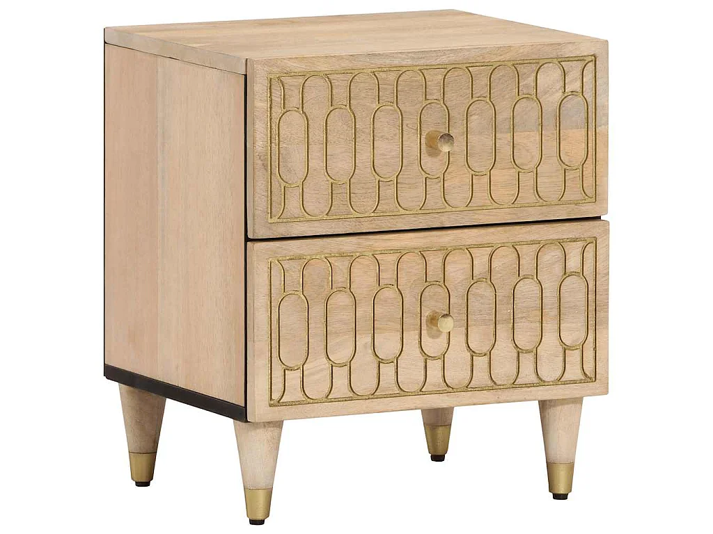 Nachtkastjes 2 st 40x33x46 cm massief mangohout