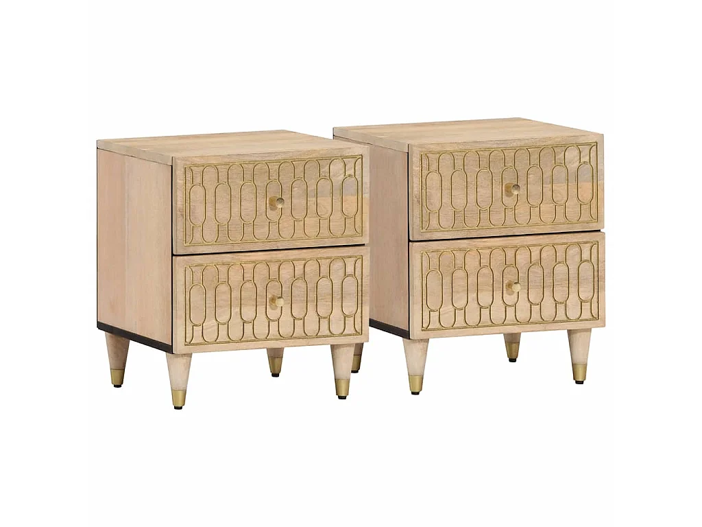 Nachtkastjes 2 st 40x33x46 cm massief mangohout