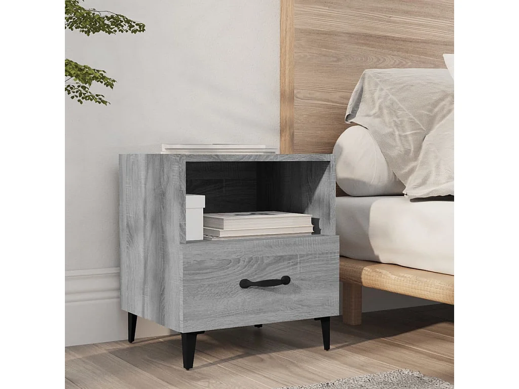 Comodini 2 pz Grigio Sonoma in Legno Multistrato