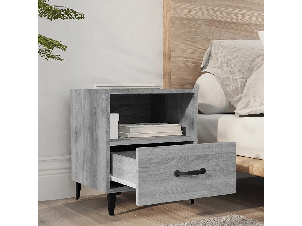 Comodini 2 pz Grigio Sonoma in Legno Multistrato