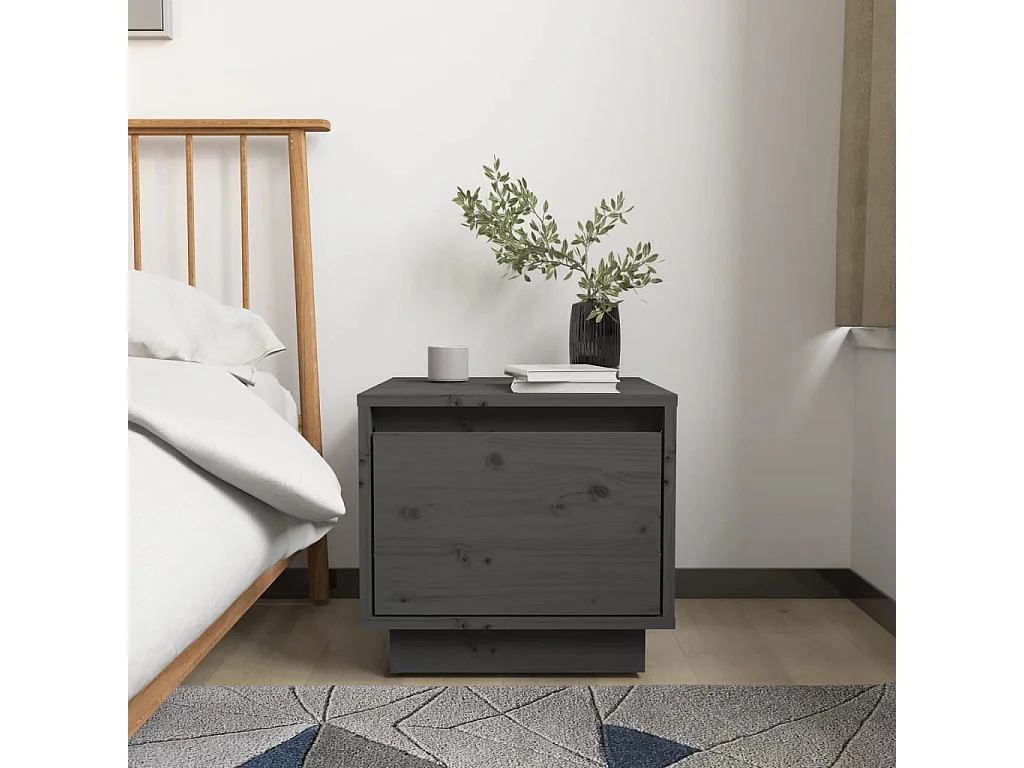 Table de chevet Gris 35x34x32 cm Bois de pin solide