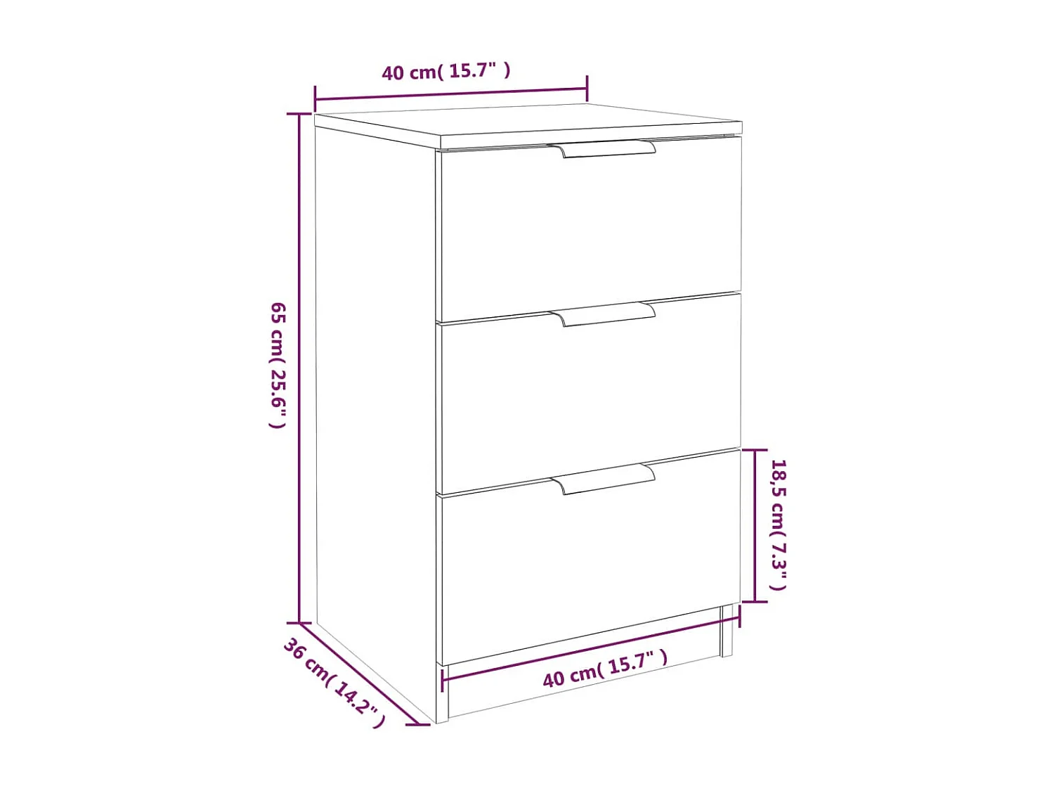 Table de chevet Sonoma gris 40x36x65 cm
