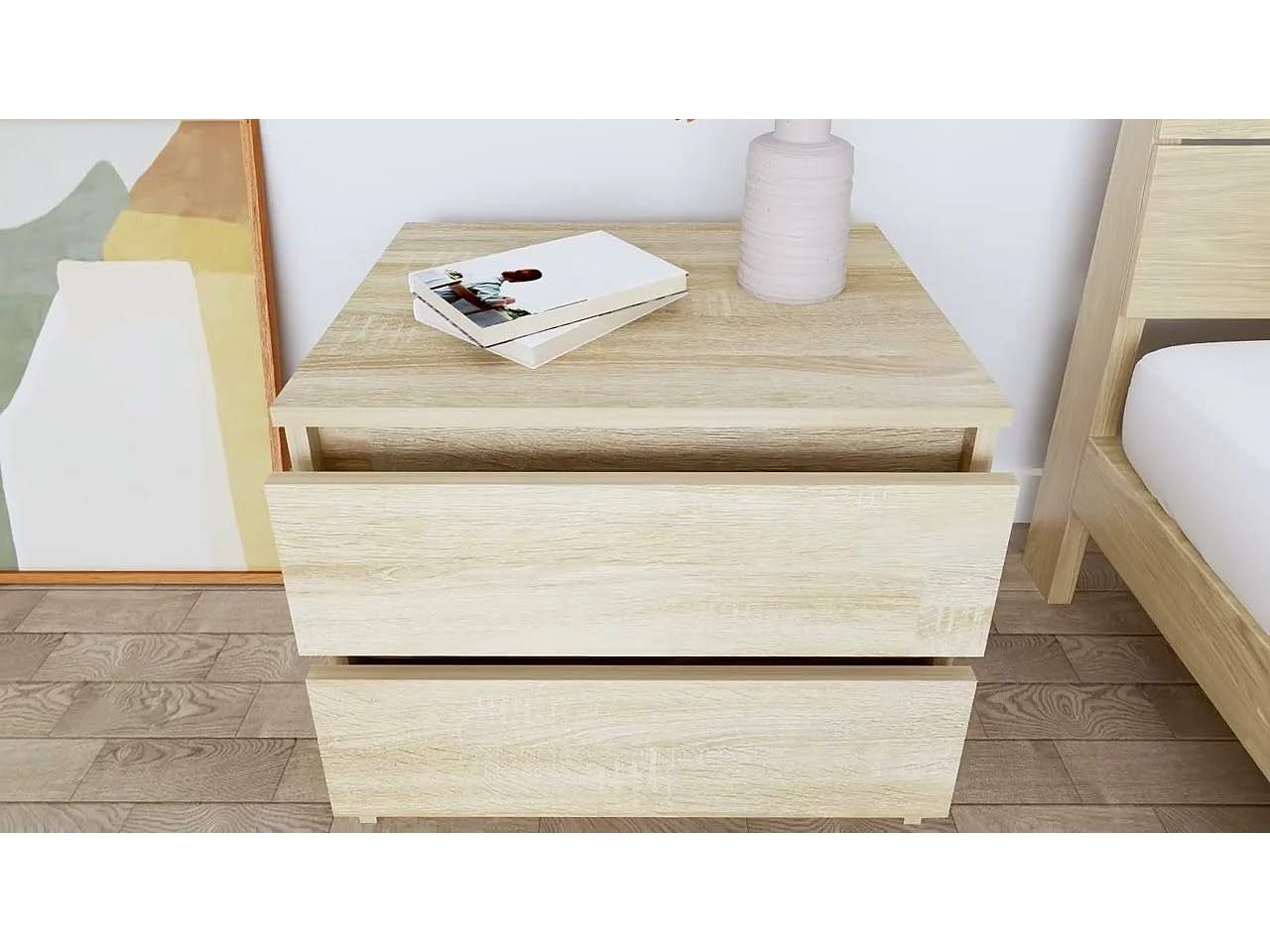 Nachtkastje 50x39x43,5 cm bewerkt hout sonoma eikenkleurig