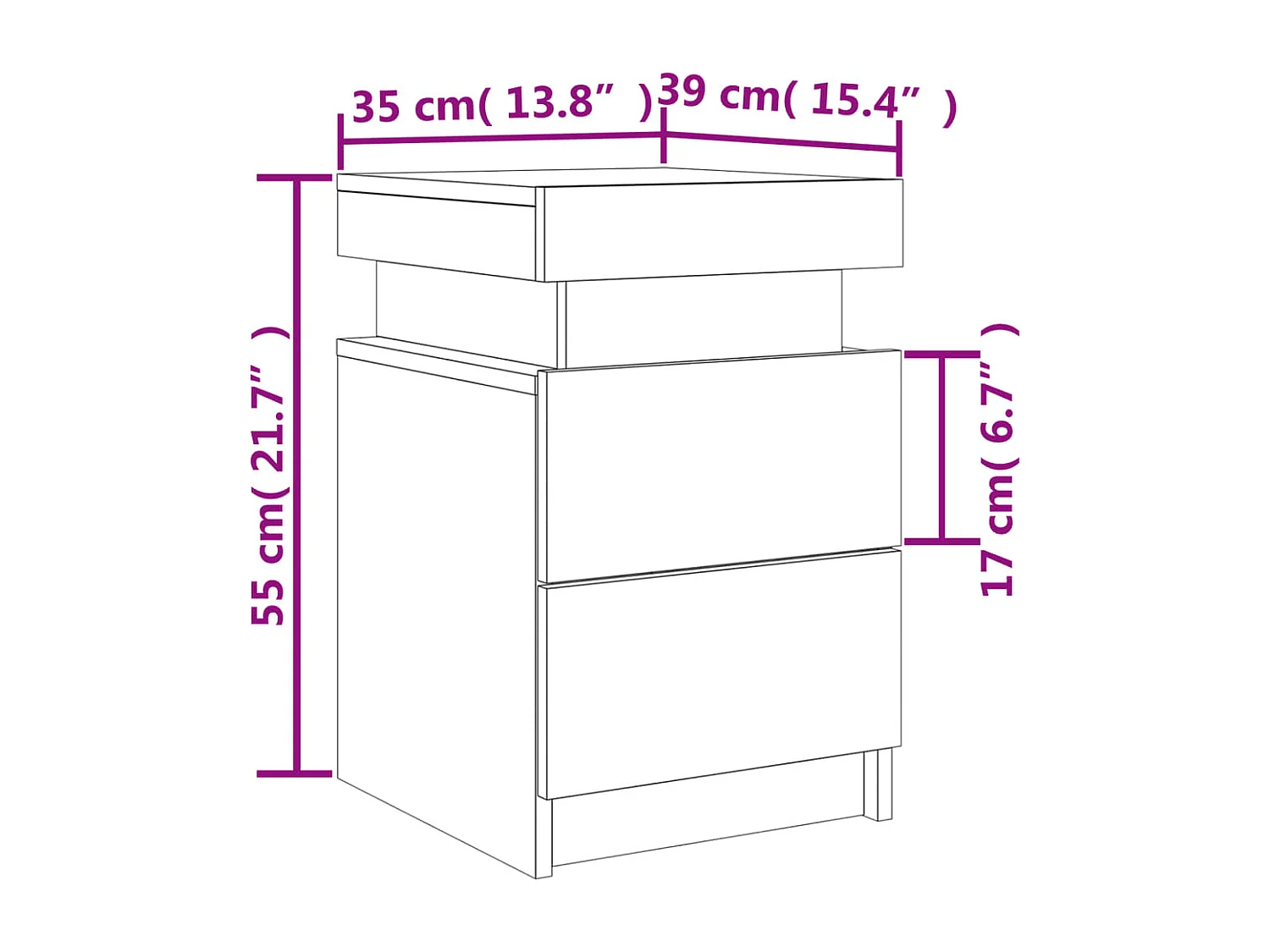 Nachtkastje met LED-verlichting 35x39x55 cm bruin eikenkleur