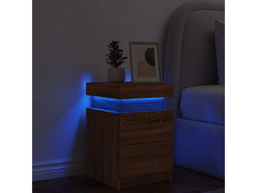 Nachtkastje met LED-verlichting 35x39x55 cm bruin eikenkleur