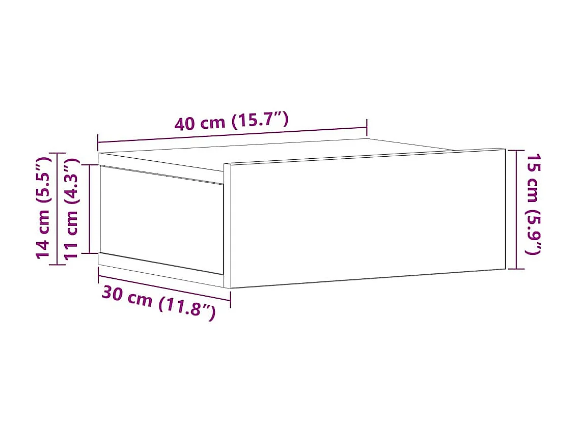 Hängender Nachttisch Sonoma-Eiche 40x30x15 cm Holzwerkstoff