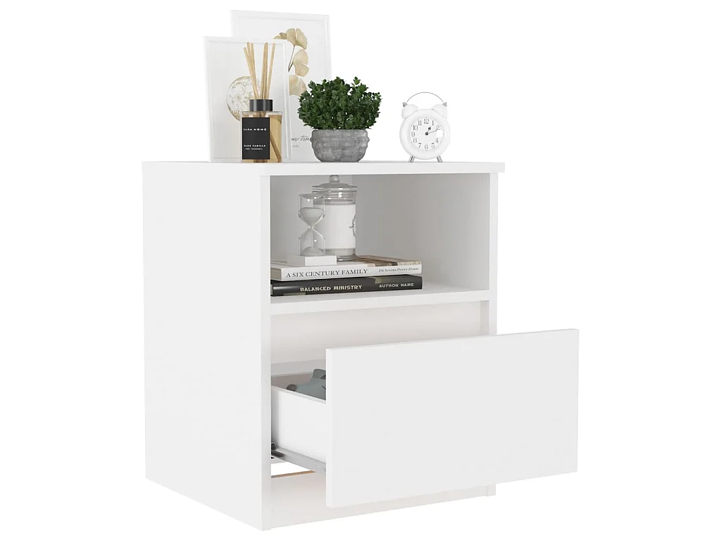 Tables de chevet 2 pcs Blanc 40x40x50 cm Aggloméré