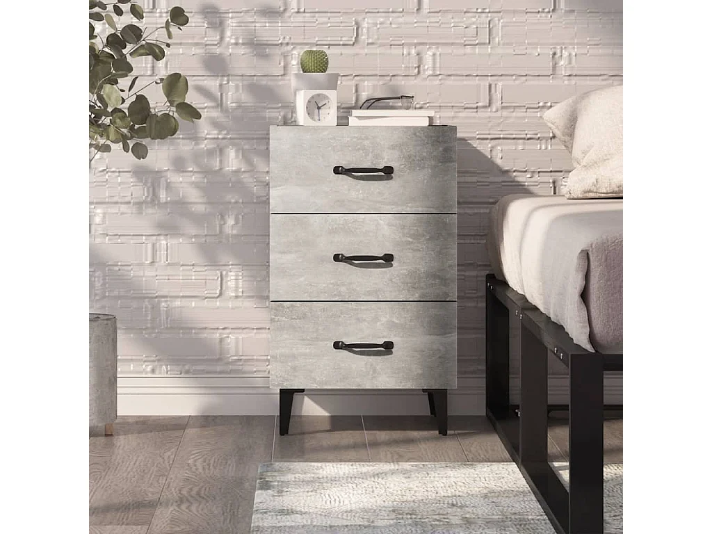 Table de chevet gris béton 40x40x66 cm bois d'ingénierie