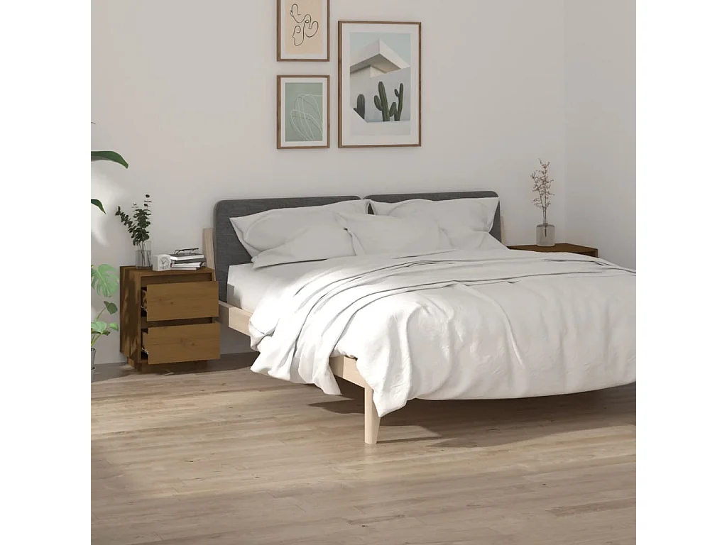 Comodini 2 pz Ambra 40x35x50 cm in Legno Massello di Pino