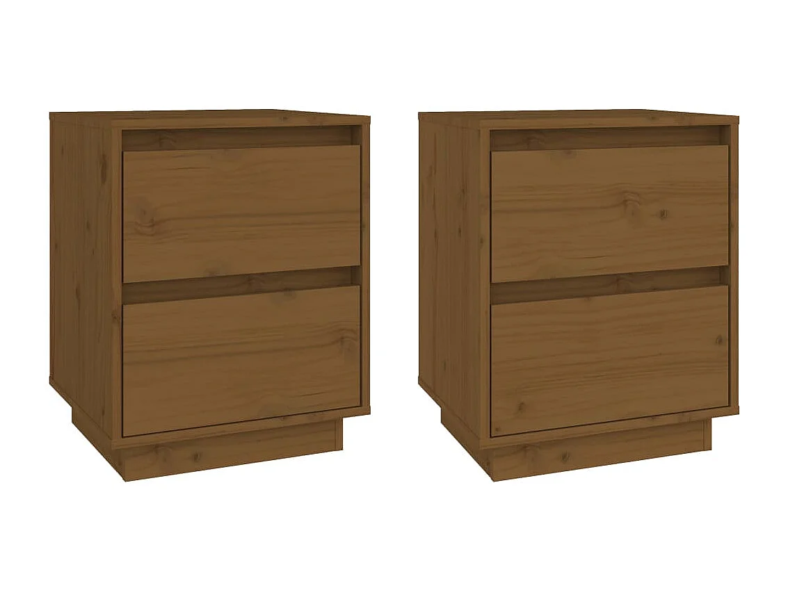 Comodini 2 pz Ambra 40x35x50 cm in Legno Massello di Pino