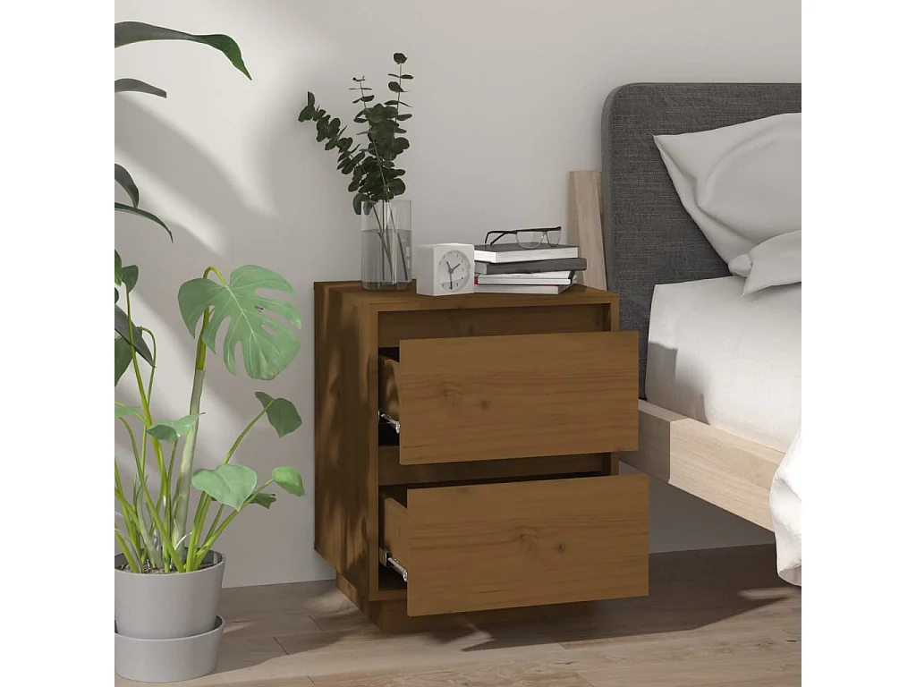 Comodini 2 pz Ambra 40x35x50 cm in Legno Massello di Pino