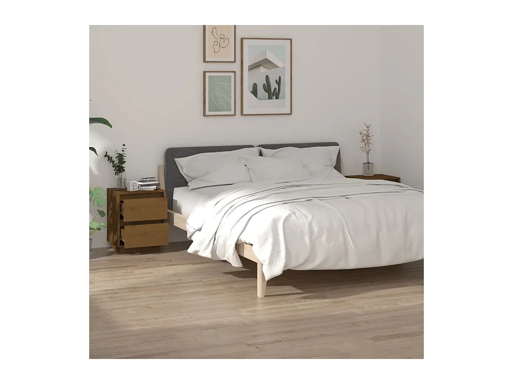 Nachtkastjes 2 st 40x35x50 cm massief grenenhout honingbruin