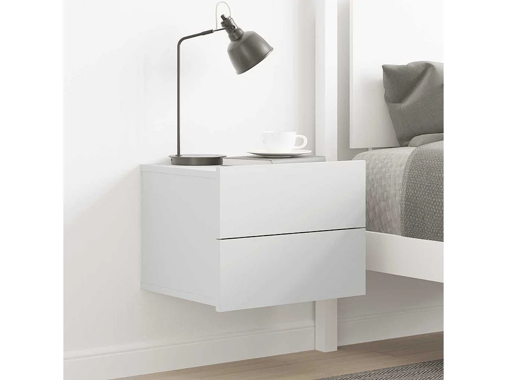 Comodino Bianco 40x30x30 cm in Legno Multistrato